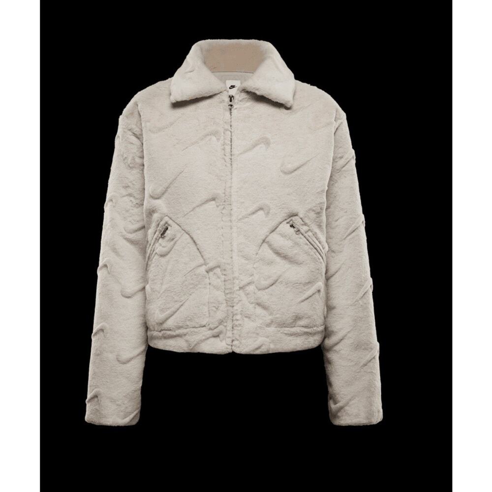 Womens small NIKE fur jacket SPORTSWEAR LOOSE PRINTED FAUX